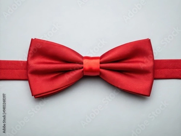 Fototapeta Blank Bow Tie Mockup. Red bow tie on a plain background, showcasing elegant fabric texture and design.