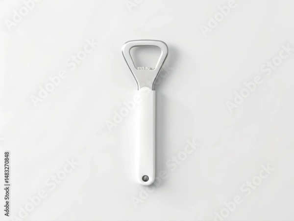 Fototapeta Blank Bottle Opener Mockup A sleek and modern bottle opener with a white handle against a light background.