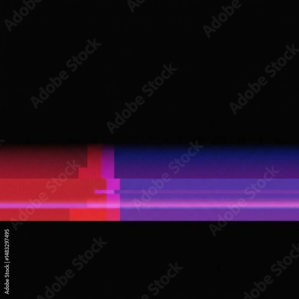 Fototapeta Abstract Digital Glitch Art with Red Purple Blue Pixelated Lines