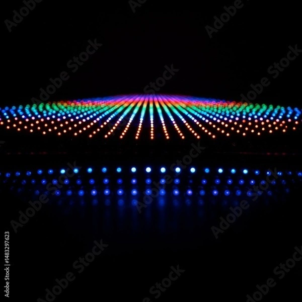 Fototapeta Colorful LED Light Display with Lines and Dots