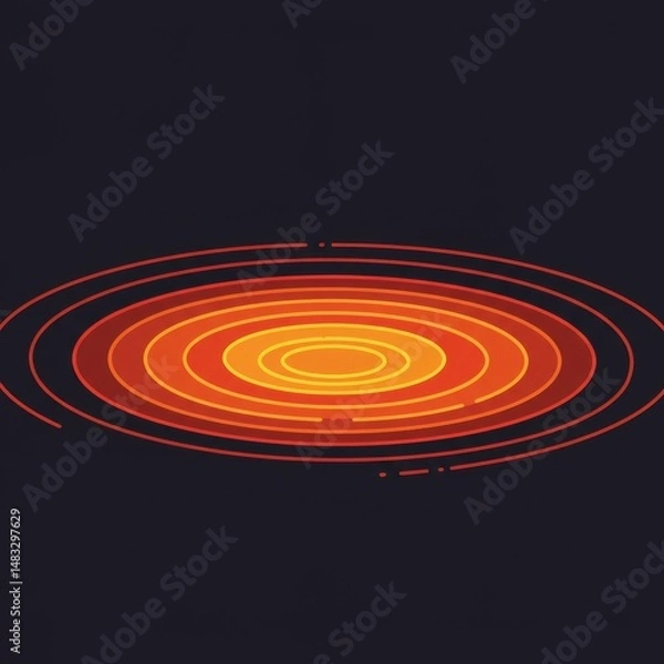 Fototapeta Abstract Orange and Red Concentric Circles Rippling on Dark Background