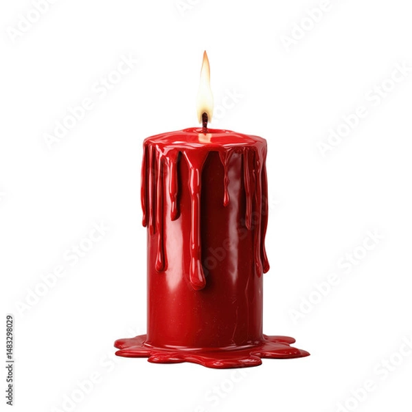 Fototapeta Red Melted Candle: A Symbol of Warmth and Tradition , isolated on white background png