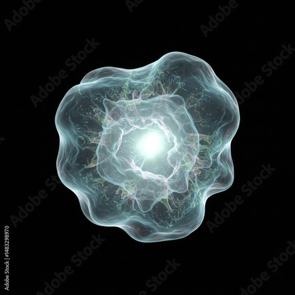 Fototapeta Abstract Glowing Energy Sphere in Dark Space