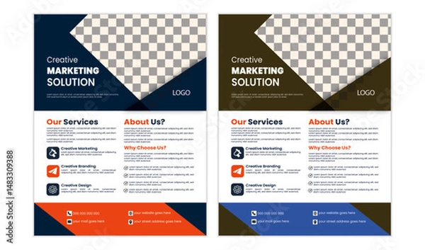 Fototapeta  Creative professioanl a4 size flyer, flyer template layout and modern concept premium vactor, corporate modern and simple 2 colors template design.

