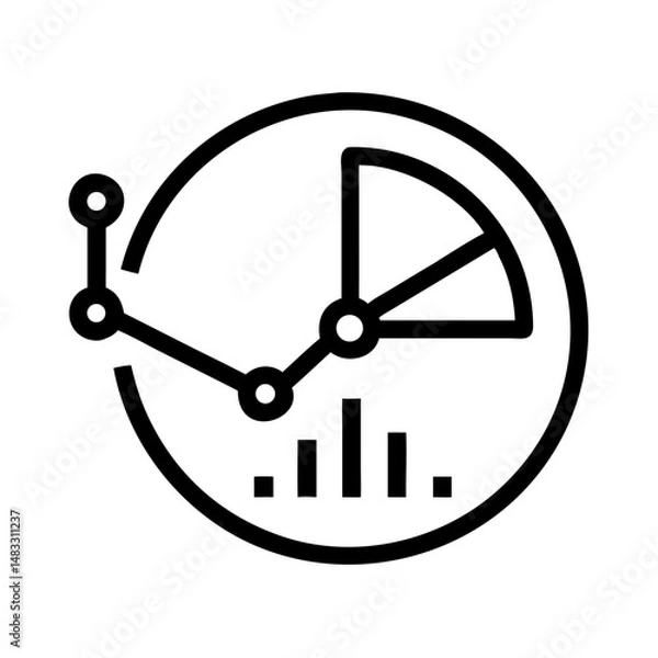 Fototapeta Pie Chart with Line Graph Icon Representing Data Analysis and Statistical Visualization