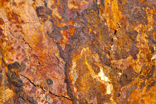 Fototapeta Natural Rock Texture with Vibrant Orange and Brown Hues for Design and Art