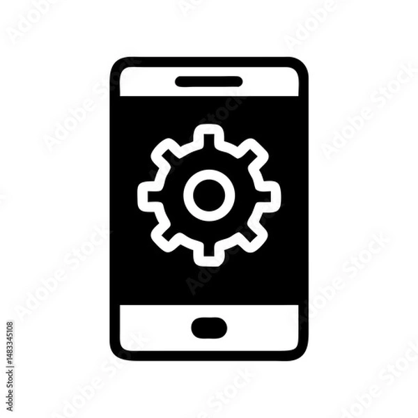 Obraz Mobile Interface with Gear Icon Representing App Settings and Configuration
