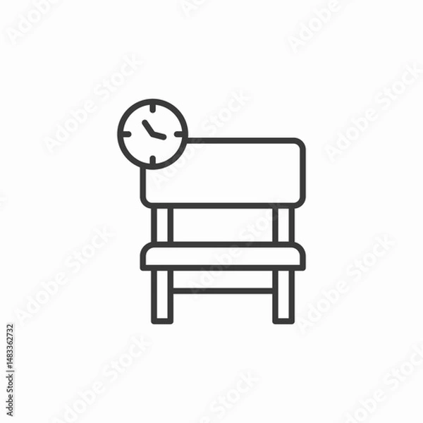 Fototapeta bench time clock icon sign vector