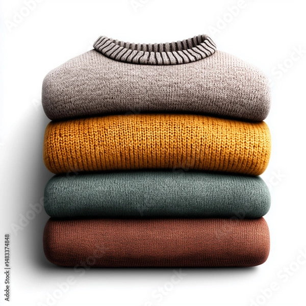 Obraz A clean, soft stack of white cotton bath towels, neatly folded and isolated