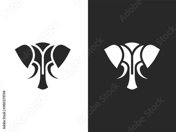 Fototapeta Stylized Geometric Elephant Icon for Branding and Business, Elephant Logo, Animal Head Logo, Abstract Elephant Icon, Modern Elephant Symbol, Creative Animal Mark