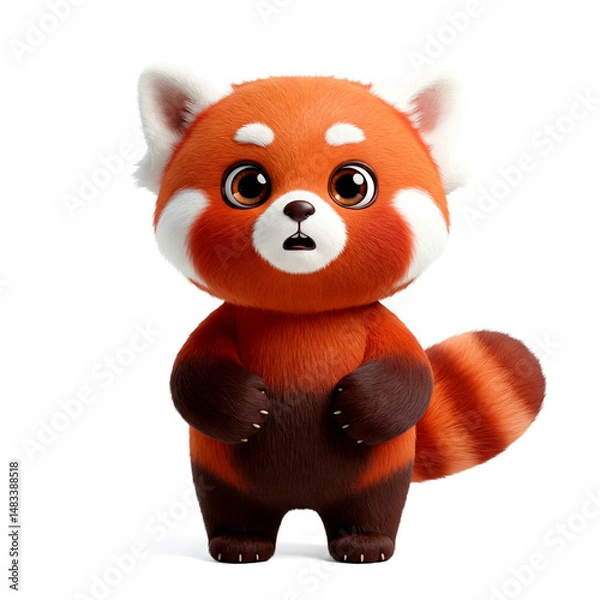 Fototapeta Highly Detailed 3D Render of a Cute Red Panda with Soft Plush Fur and Adorable Expression – Photorealistic Whimsical Art