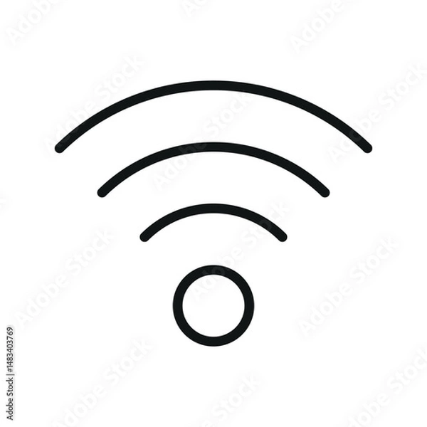 Fototapeta WiFi Wi-Fi outline vector black icon. Can be used for any platform action promotion and advertising. Isolated symbol sign used for: mobile, app, design, web, dev, ui, ux, gui. EPS 10. For your design
