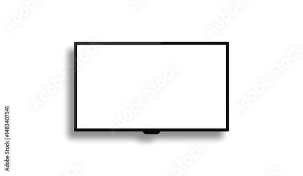 Fototapeta Realistic TV screen. Modern stylish lcd panel, led type. Large computer monitor display mockup. 