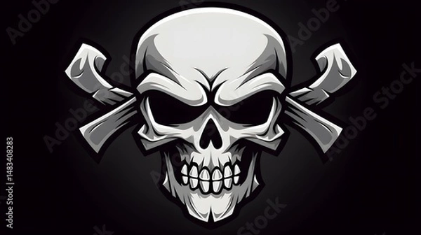 Fototapeta Cartoon Vector Illustration of Skull with Crossbones for Creative Projects