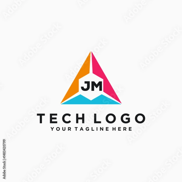 Fototapeta JM Initials Tech Logo Vector Art  Icons  and Graphics