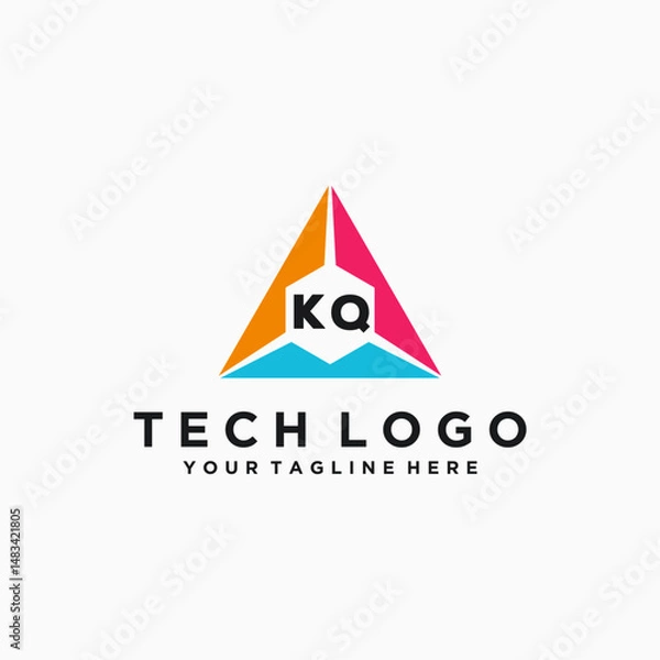 Fototapeta KQ Initials Tech Logo Vector Art  Icons  and Graphics