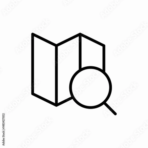 Obraz Map search magnifying glass icon vector sign