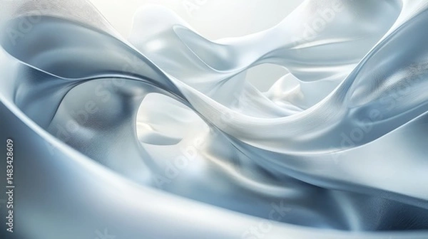 Obraz Abstract shapes with flowing, metallic forms.