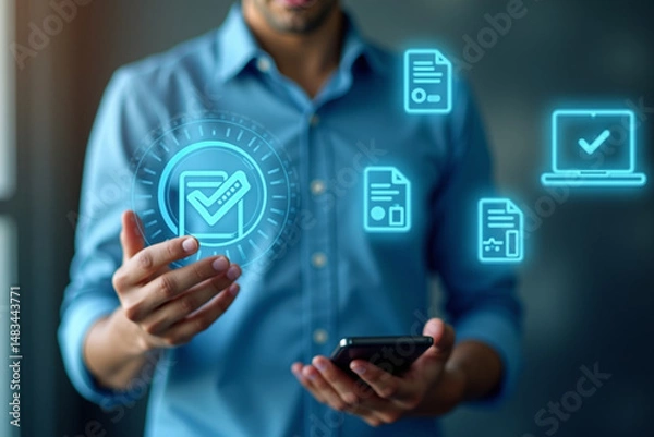 Obraz Accountant showing office document auditing concept ,plan review process and assess correctness ,Management of important document storage of organization ,accountant Audit documents, document system.