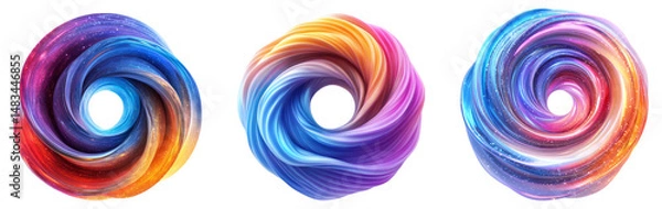 Obraz Colorful Swirling Patterns on Transparent Background for Creative Use