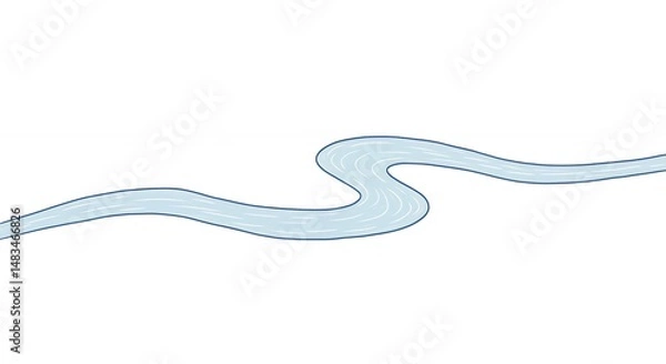 Obraz Simple light blue winding river graphic design