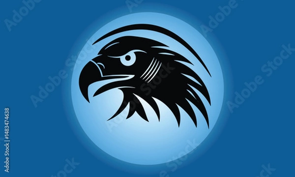 Obraz A stylized  black silhouette of an eagle's head vector art