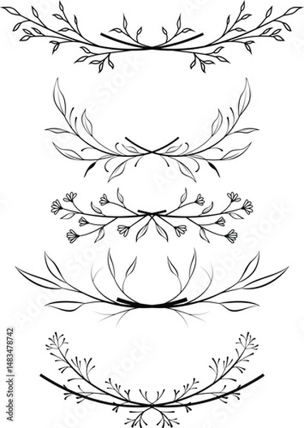 Obraz Vector set of floral and leaves calligraphic design elements- dividers