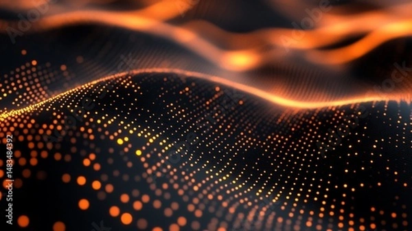 Obraz Waves of amber dots illuminate darkness