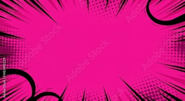 Fototapeta Pink Comic Book Speed Lines Background