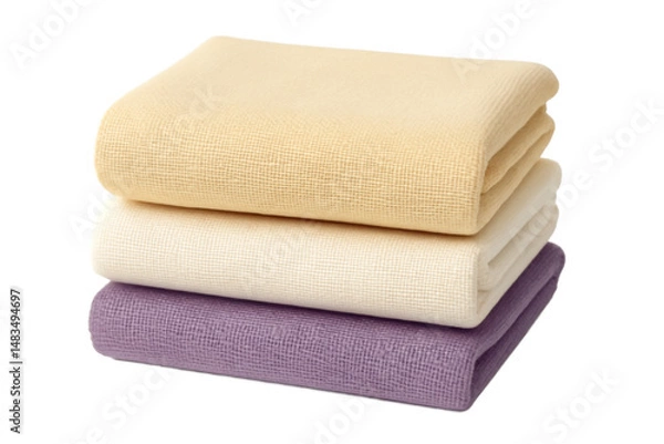 Fototapeta Stack of Three Colorful Waffle Weave Towels