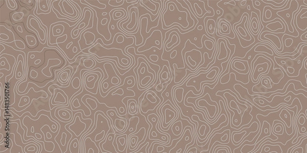 Fototapeta Topographic background and texture, monochrome. Black and white abstract Seamless Pattern with Contour Lines map.
