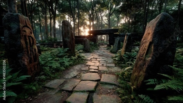 Fototapeta Ancient pathway through forest
