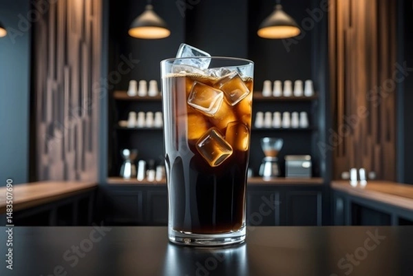 Obraz Refreshing Iced Coffee A Cool and invigorating Drink for Summer, Perfect for a Hot Day, Enjoy the Chill
