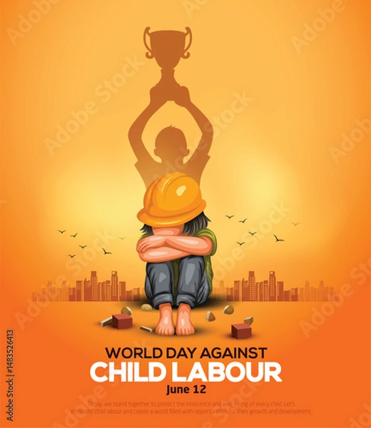 Fototapeta World Day Against Child Labor Concept With Child. abstract vector illustration design
