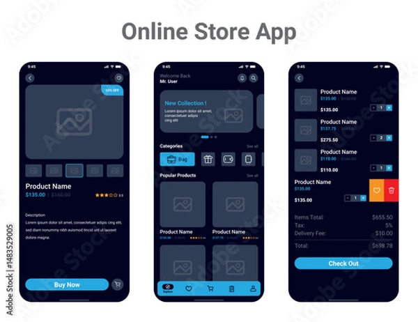 Obraz Ecommerce app user interface for android and ios.	