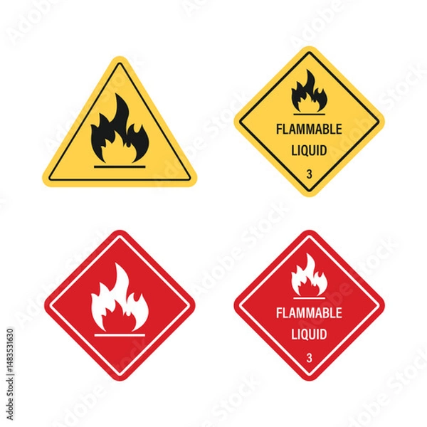 Fototapeta Flammable Liquid Sign. Icon Set Vector Design.