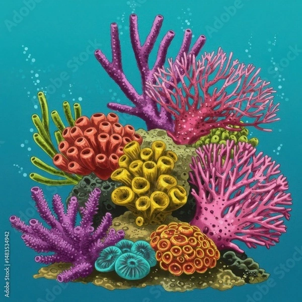 Obraz Colorful coral reef for educational use