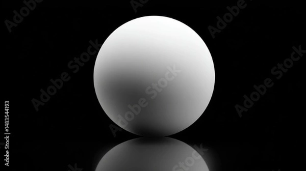 Fototapeta Perfect white sphere on black background, subtle gradient