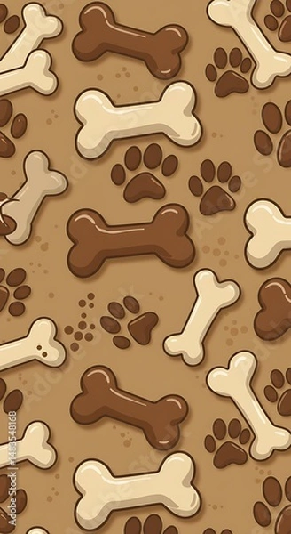 Fototapeta Paw Prints & Bones: A Sweet Canine Pattern