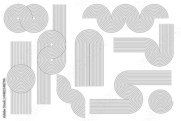 Obraz Geometric Japanese zen pattern minimal elements. Boho style strips