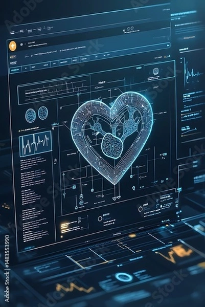 Fototapeta Heart-shaped health data visualization