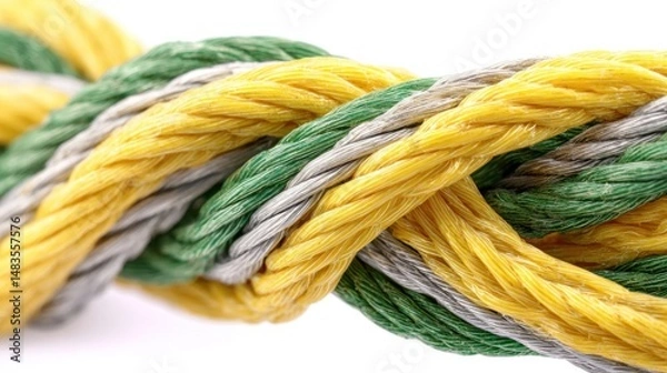 Fototapeta Close-up of intertwined colorful ropes