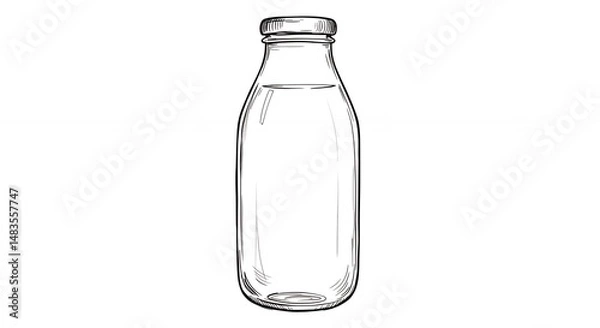 Obraz Simple grayscale milk bottle illustration