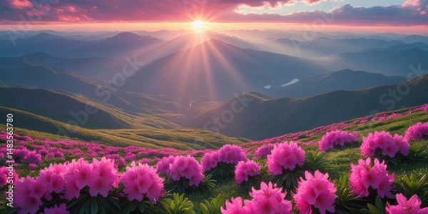 Obraz sunset in the mountains