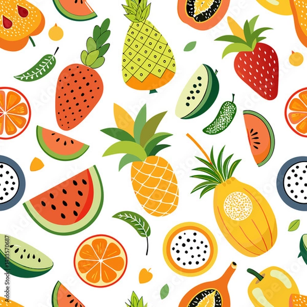 Obraz Colorful fruit slices pattern