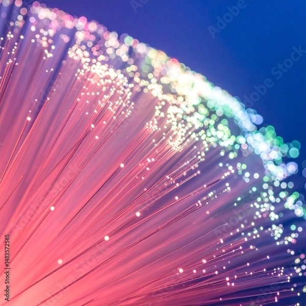 Fototapeta pink fiber optics background with lots light spots