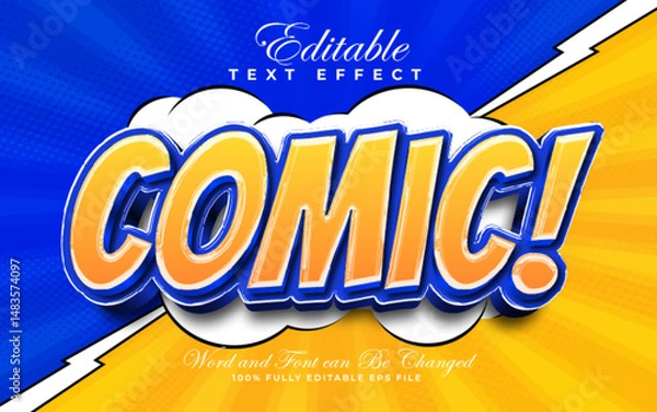 Fototapeta Comic 3D editable text effect in glossy style