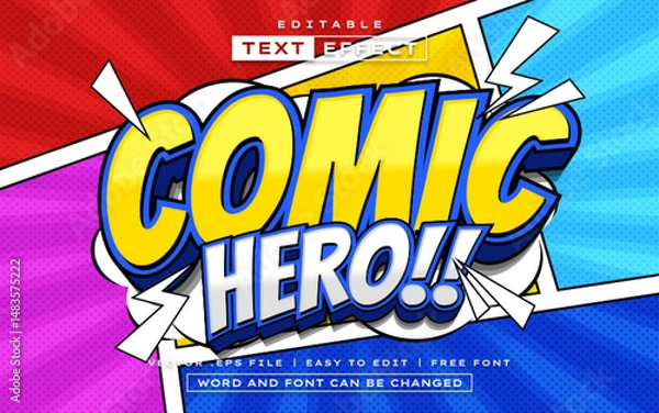 Fototapeta Comic Hero 3D editable comic text effect style
