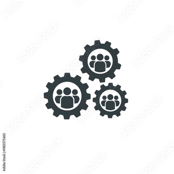 Fototapeta People icons within gears representing teamwork and collaboration  