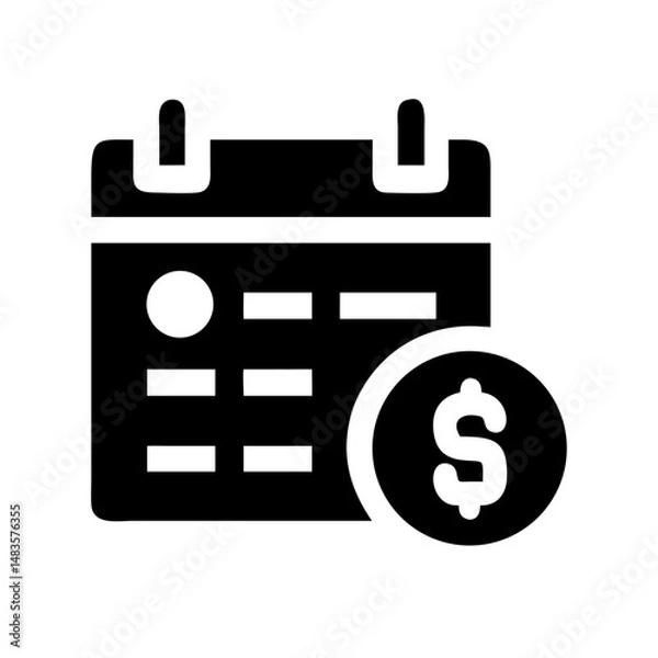 Fototapeta Loan Payment Schedule Icon – Calendar with Dollar Symbol:
Icon of a calendar with a dollar, symbolizing a loan payment schedule, installment tracking, and financial planning.